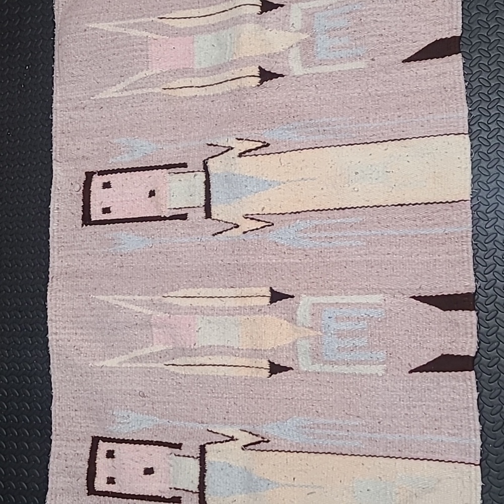 Pink Native American Indian Navajo Yei Rug Saddle Blanket Healing 57" x 27" - Picture 3 of 4